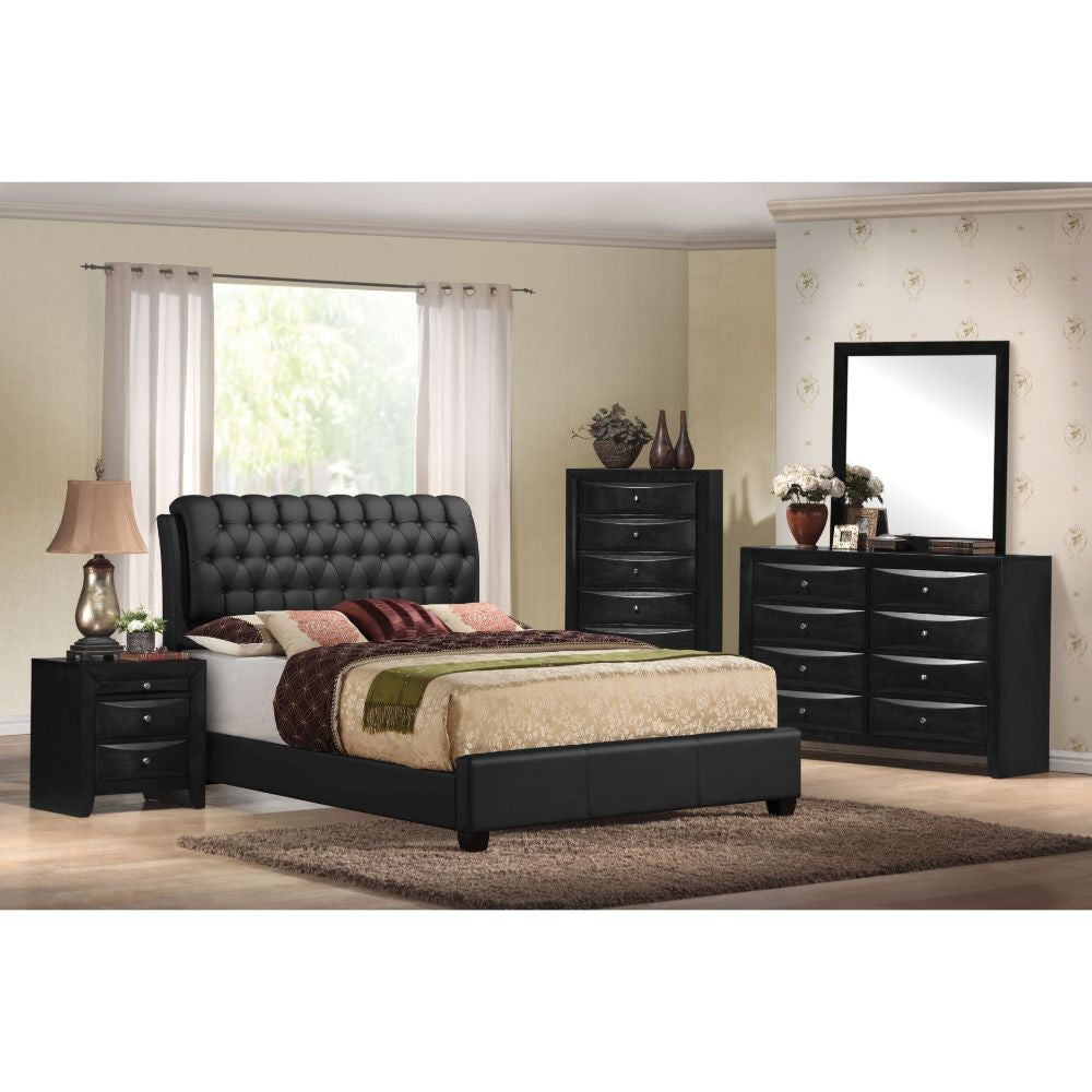 ACME 14347EK Ireland II Eastern King Bed (Button Tufted), Black PU (1Set/2Ctn)