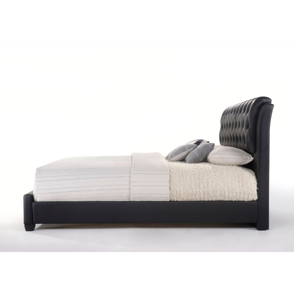 ACME 14347EK Ireland II Eastern King Bed (Button Tufted), Black PU (1Set/2Ctn)