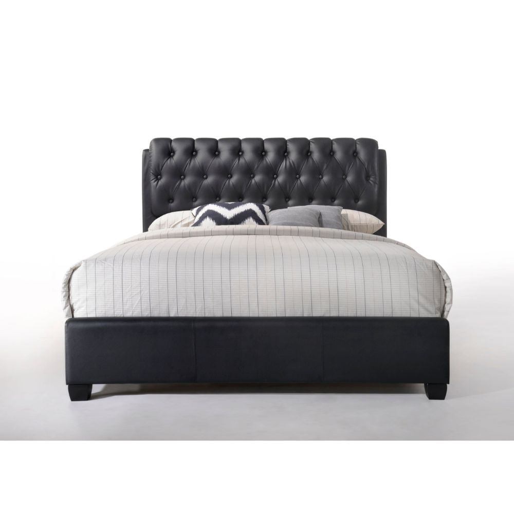 ACME 14347EK Ireland II Eastern King Bed (Button Tufted), Black PU (1Set/2Ctn)