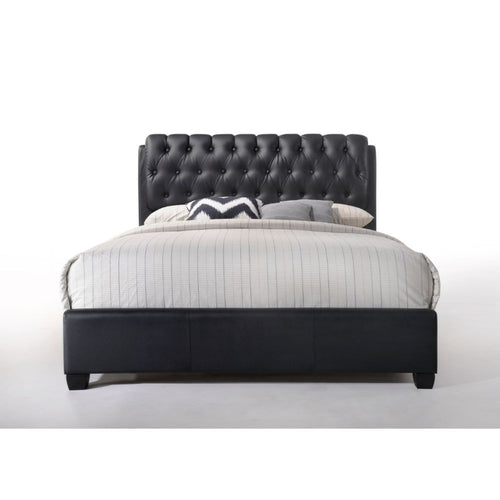 ACME 14347EK Ireland II Eastern King Bed (Button Tufted), Black PU (1Set/2Ctn)