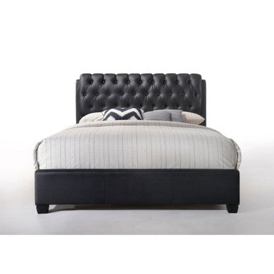 ACME 14347EK Ireland II Eastern King Bed (Button Tufted), Black PU (1Set/2Ctn)