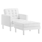 Modway EEI-6409 Loft Tufted Vegan Leather Armchair and Ottoman Set