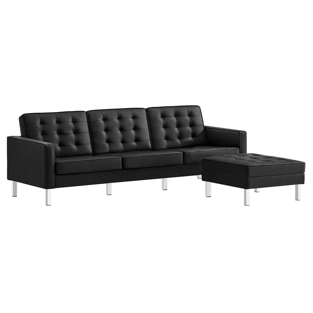 Modway EEI-6410 Loft Tufted Vegan Leather Sofa and Ottoman Set