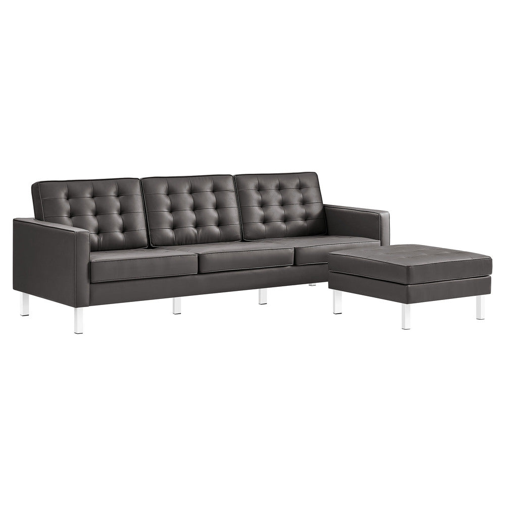 Modway EEI-6410 Loft Tufted Vegan Leather Sofa and Ottoman Set