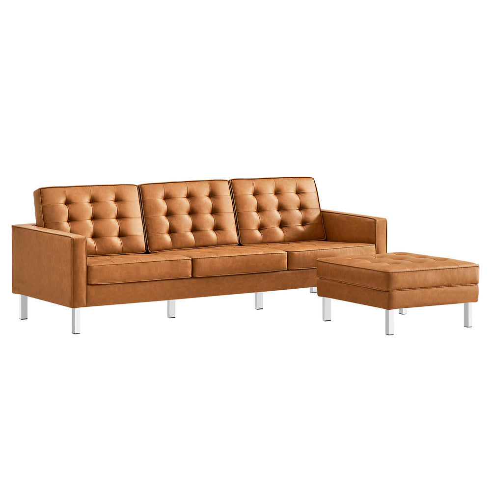 Modway EEI-6410 Loft Tufted Vegan Leather Sofa and Ottoman Set