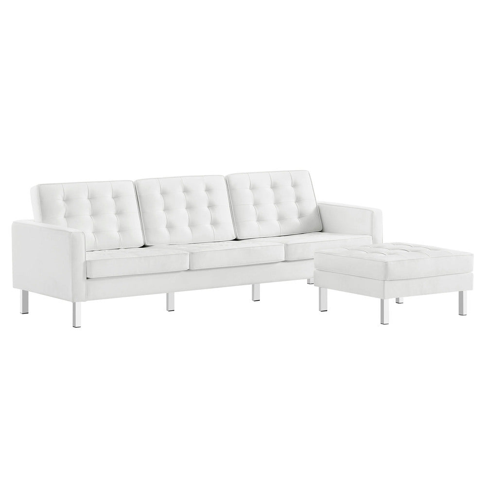 Modway EEI-6410 Loft Tufted Vegan Leather Sofa and Ottoman Set