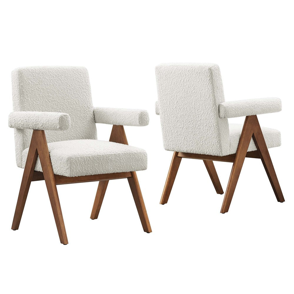 Modway EEI-6506 Lyra Boucle Fabric Dining Room Chair Set of 2