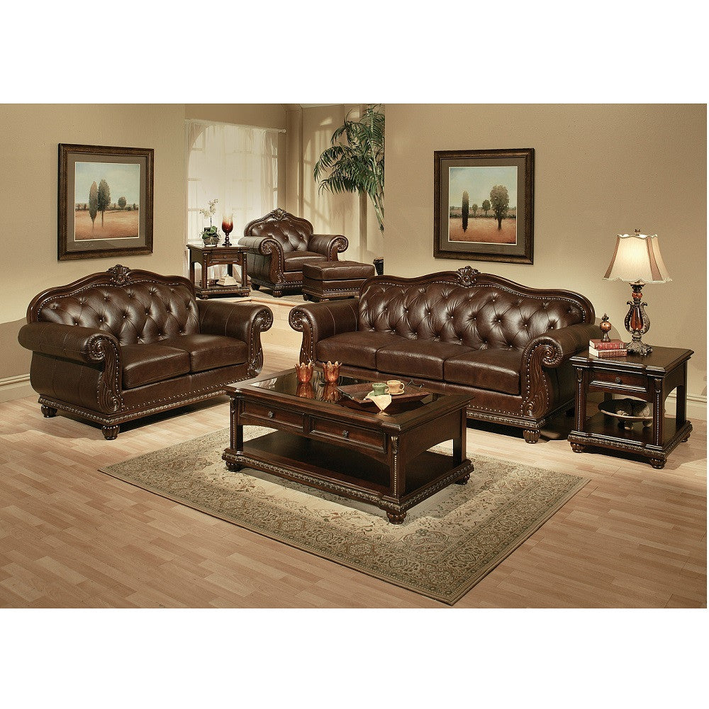 ACME 15030 Anondale Sofa, Espresso Top Grain Leather Match