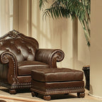 ACME 15034 Anondale Ottoman, Espresso Top Grain Leather Match