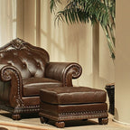 ACME 15034 Anondale Ottoman, Espresso Top Grain Leather Match