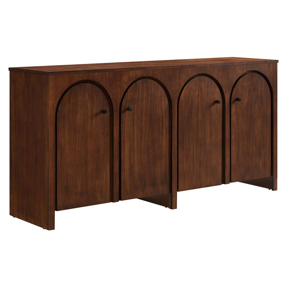 Modway EEI-6538 Appia Wood Grain 4-Door Sideboard Storage Cabinet