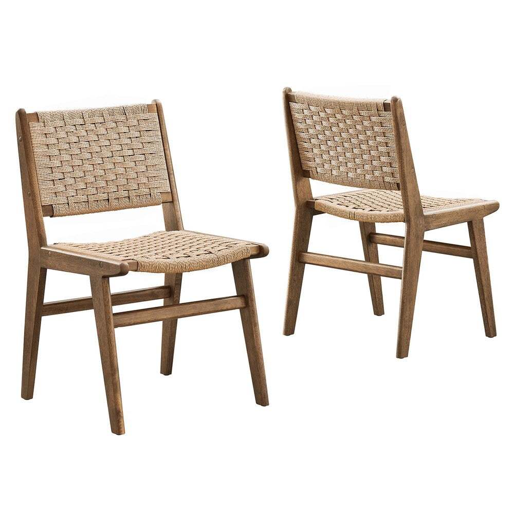 Modway EEI-6545 Saoirse Woven Rope Wood Dining Side Chair Set of 2