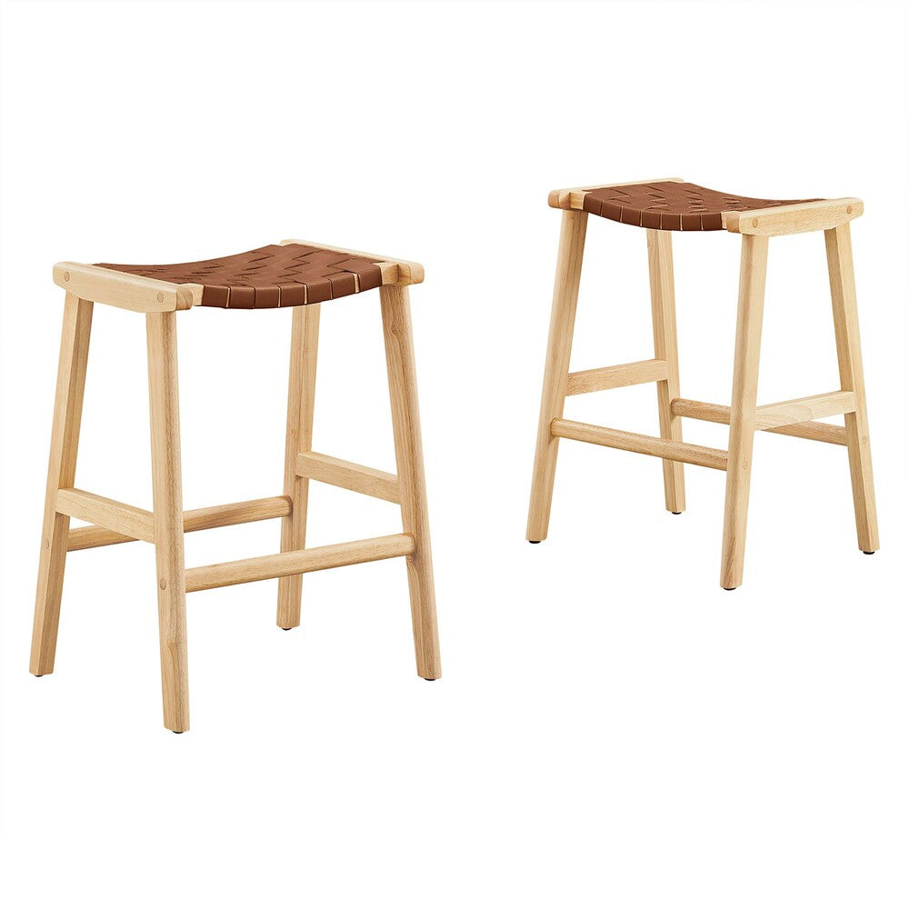 Modway EEI-6547 Saoirse Faux Leather Wood Counter Stool Set of 2