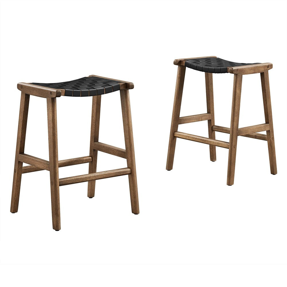 Modway EEI-6547 Saoirse Faux Leather Wood Counter Stool Set of 2