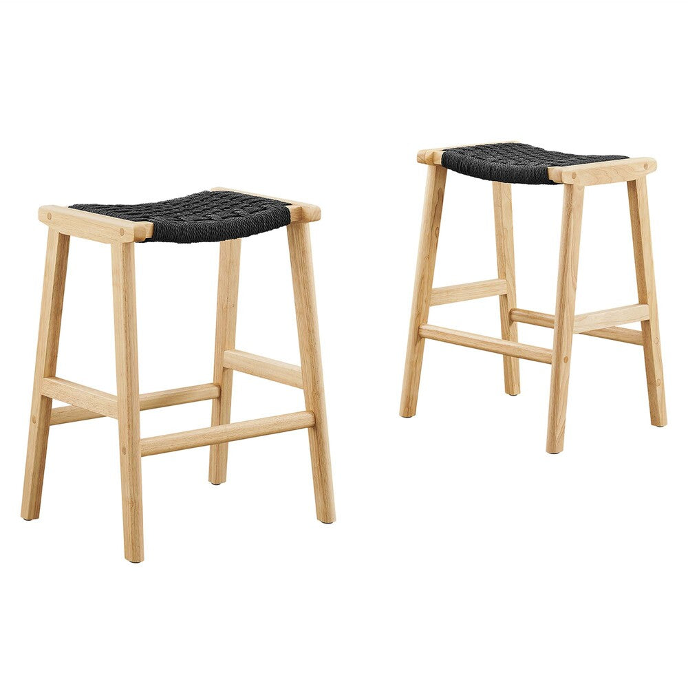 Modway EEI-6548 Saoirse Woven Rope Wood Counter Stool Set of 2