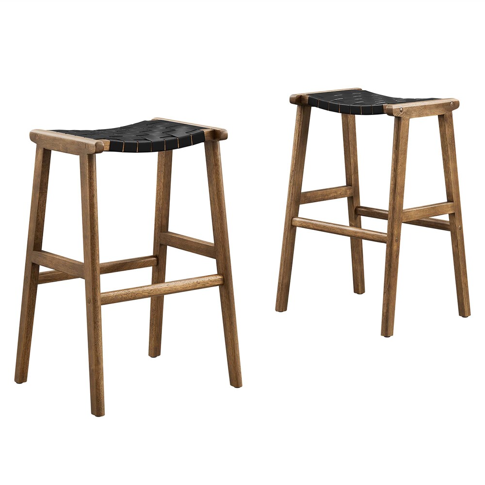 Modway EEI-6549 Saoirse Leather Wood Bar Stool Set of 2