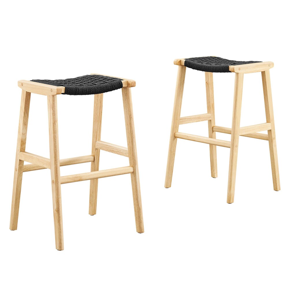 Modway EEI-6550 Saoirse Woven Rope Wood Bar Stool Set of 2