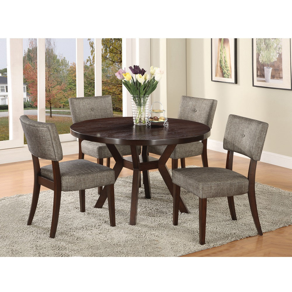 ACME 16252 Drake Side Chair (Set-2), Gray Fabric & Espresso