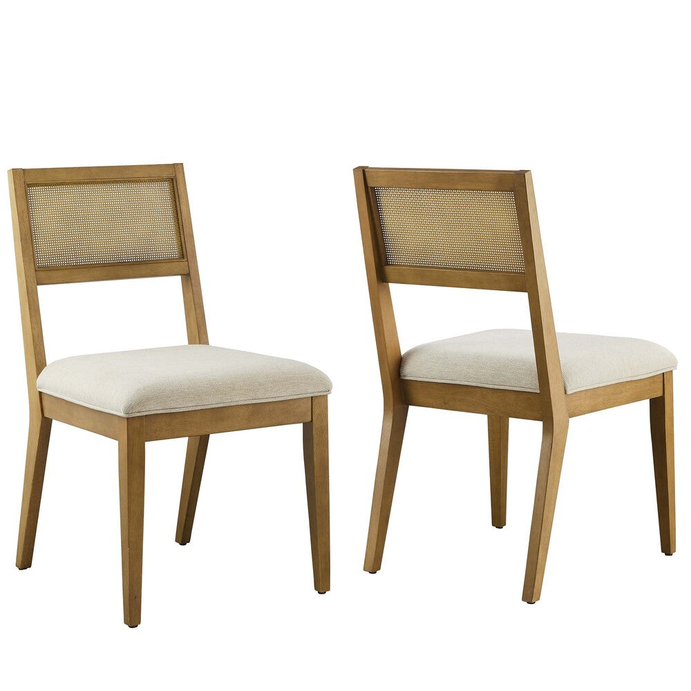 Modway EEI-6781 Nimba Faux Rattan Fabric Dining Chairs Set of 2