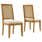 Modway EEI-6803 Arlo Faux Rattan and Wood Dining Side Chairs Set of 2