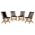 Modway EEI-6807 Vienna Outdoor Patio Teak and Rope Folding Chairs Set of 4