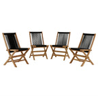 Modway EEI-6807 Vienna Outdoor Patio Teak and Rope Folding Chairs Set of 4