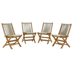Modway EEI-6807 Vienna Outdoor Patio Teak and Rope Folding Chairs Set of 4