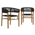 Modway EEI-6811 Vienna Outdoor Patio Teak and Rope Curved-Back Dining Armchairs Set of 2