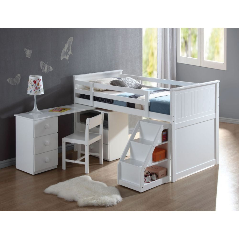 ACME 19405 Wyatt Loft Bed, Chest, Desk & Ladder, White (1Set/5Ctn)