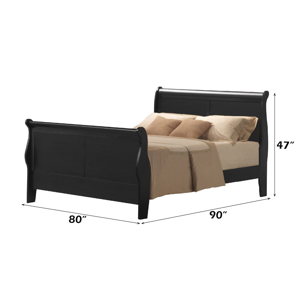 ACME 19497EK Louis Philippe III Eastern King Bed, Black (1Set/2Ctn)