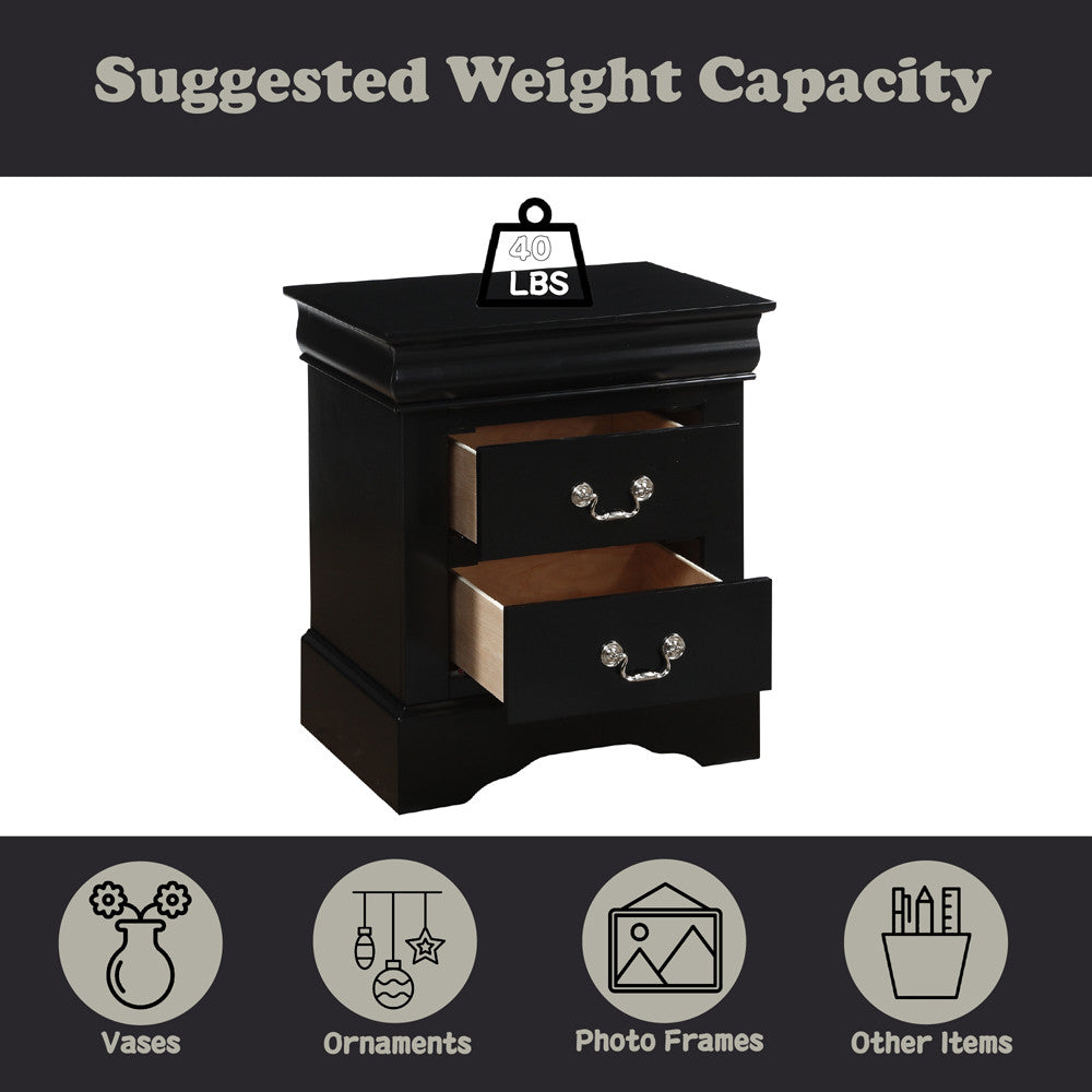 ACME 19503 Louis Philippe III Nightstand, Black