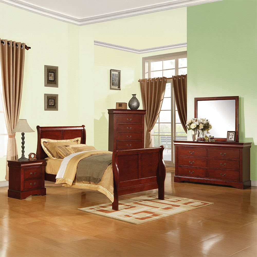 ACME 19530T Louis Philippe III Twin Bed, Cherry (1Set/2Ctn)