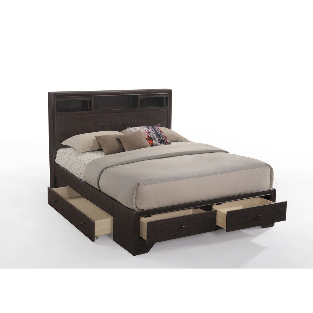 ACME 19557EK Madison II Eastern King Bed with Storage, Espresso (1Set/3Ctn)