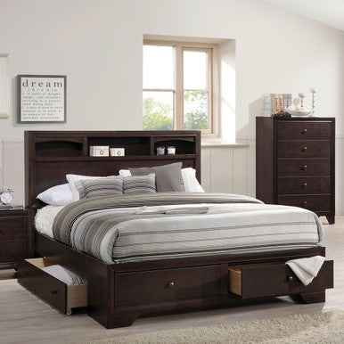 ACME 19557EK Madison II Eastern King Bed with Storage, Espresso (1Set/3Ctn)