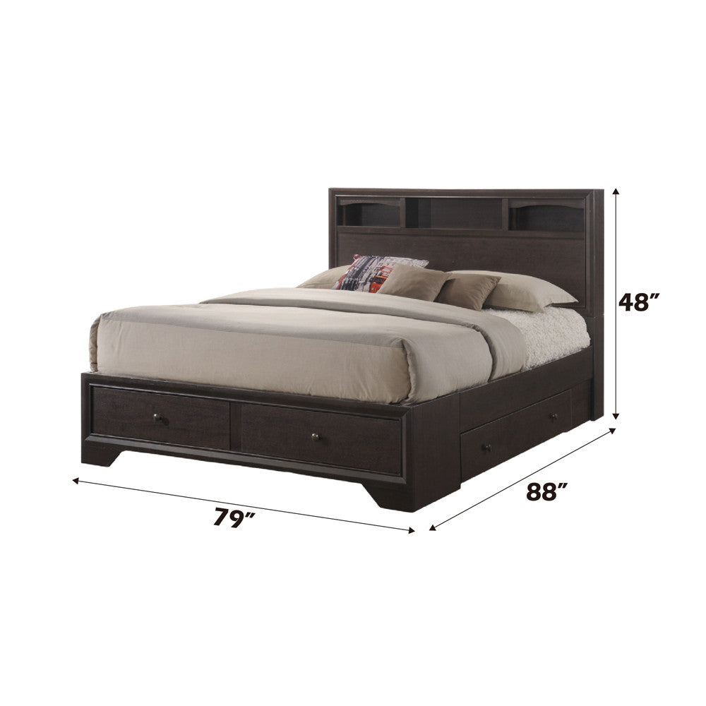 ACME 19557EK Madison II Eastern King Bed with Storage, Espresso (1Set/3Ctn)