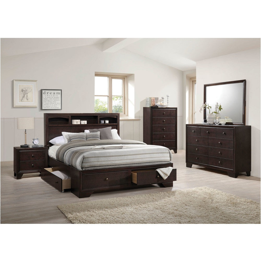 ACME 19557EK Madison II Eastern King Bed with Storage, Espresso (1Set/3Ctn)