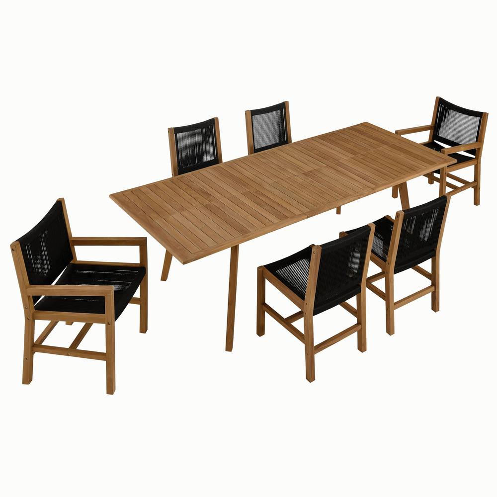 Modway EEI-6928 Vienna 7-Piece Outdoor Patio Teak and Rope Dining Set