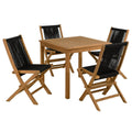 Modway EEI-6932 Vienna 5-Piece Outdoor Patio Teak Wood Dining Set with Rope Folding Chairs