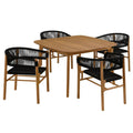 Modway EEI-6933 Vienna 5-Piece Outdoor Patio Teak and Rope Dining Set with Curved-Back Armchairs