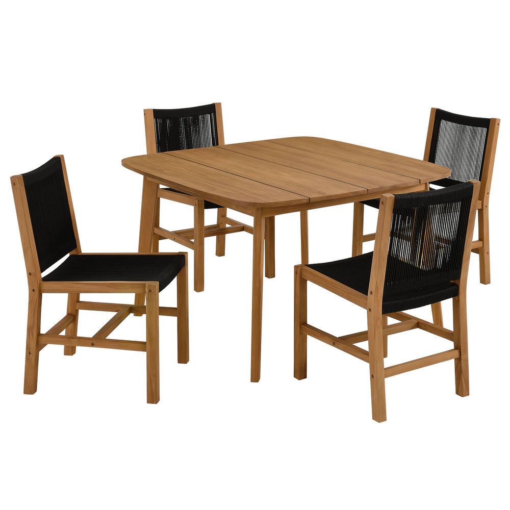 Modway EEI-6934 Vienna 5-Piece Outdoor Patio Teak and Rope Dining Set with Armless Chairs