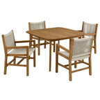 Modway EEI-6935 Vienna 5-Piece Outdoor Patio Teak and Rope Dining Set with Armchairs