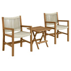 Modway EEI-6936 Vienna 3-Piece Outdoor Patio Teak and Rope Armchairs with Folding Side Table