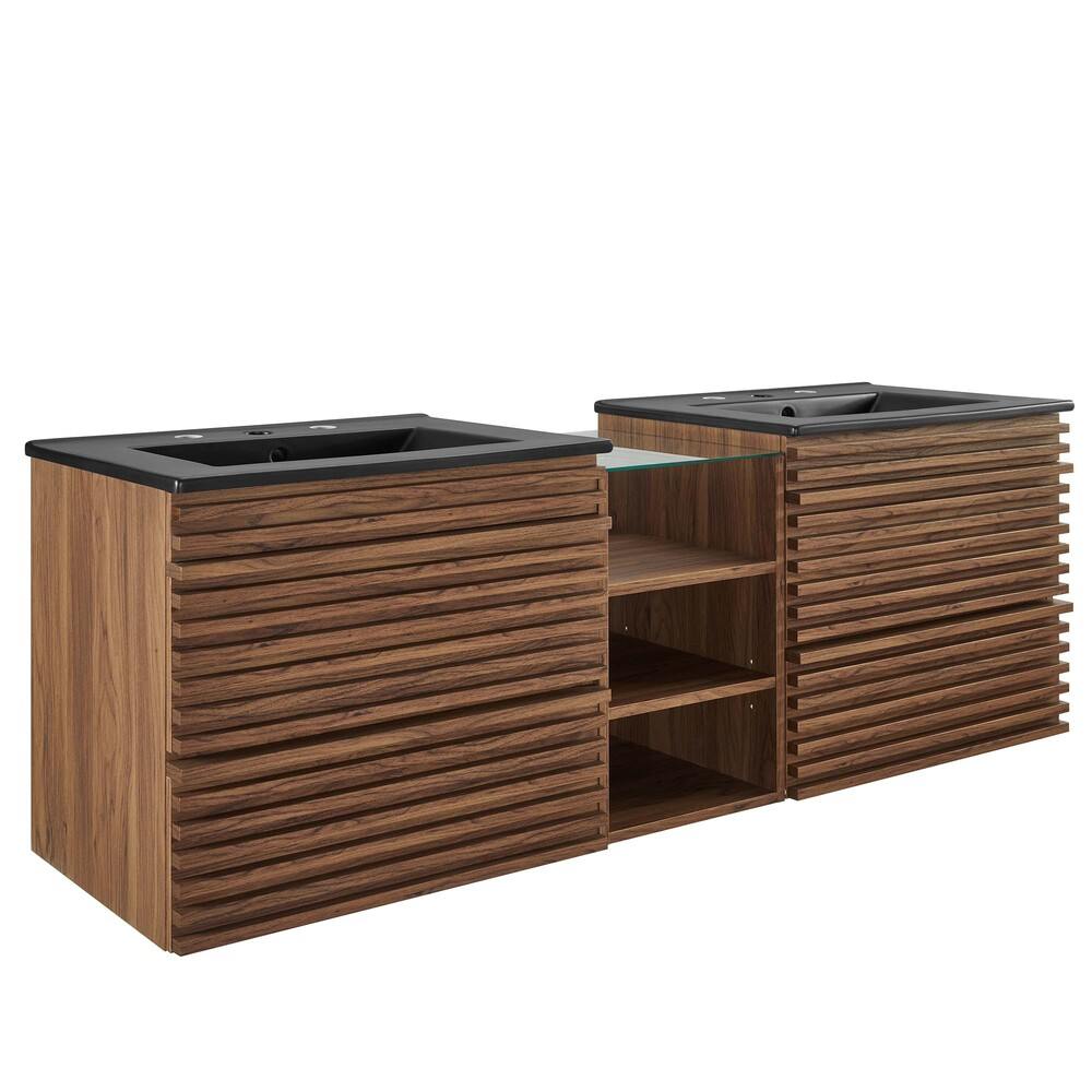 Modway EEI-6941 Render 62" Wall-Mount Double Sink Bathroom Vanity