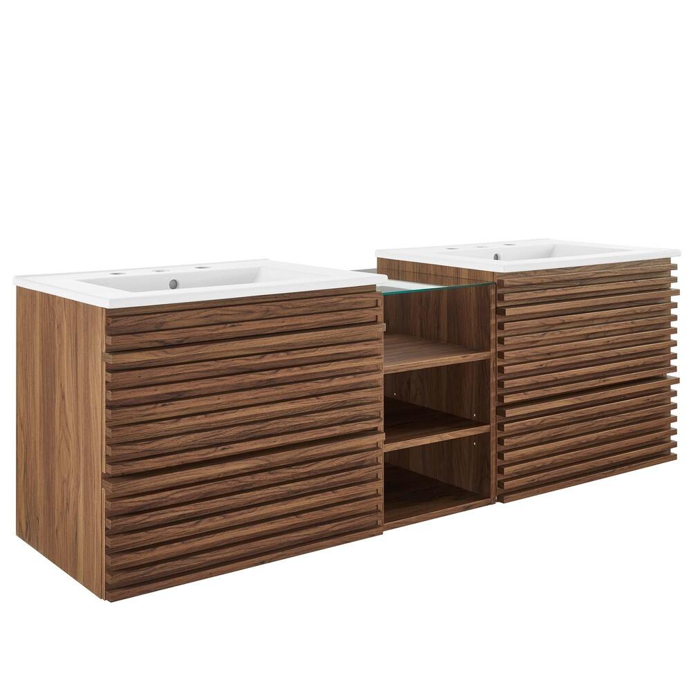 Modway EEI-6941 Render 62" Wall-Mount Double Sink Bathroom Vanity
