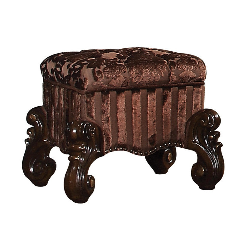 ACME 21108 Versailles Vanity Stool, Fabric & Cherry Oak  1