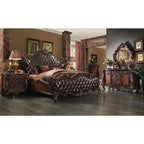 ACME 21114CK Versailles California King Bed, 2-Tone Dark Brown PU & Cherry Oak (1Set/3Ctn)  1