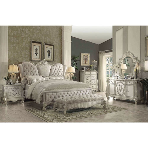 ACME 21130Q Versailles Queen Bed, Ivory Velvet & Bone White (1Set/3Ctn)  1