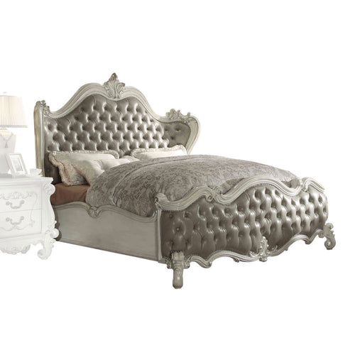 ACME 21144CK Versailles California King Bed, Vintage Gray PU & Bone White (1Set/3Ctn)  1