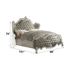 ACME 21144CK Versailles California King Bed, Vintage Gray PU & Bone White (1Set/3Ctn)  2