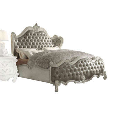 ACME 21150Q Versailles Queen Bed, Vintage Gray PU & Bone White (1Set/3Ctn)